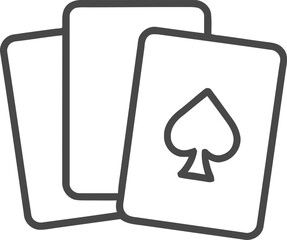 Card game line icons set spades, clubs, shuffle, symbols editable vector illustration. linear . Playing card casino, joker card icons