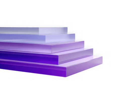 Gradient purple acrylic steps staircase geometric shape isolated on transparent background - Powered by Adobe