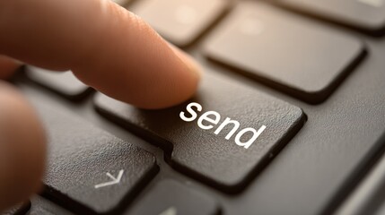 Finger pressing send button