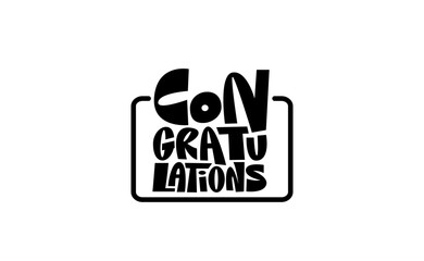 Congratulations banner lettering design. Fun and joyful typographic message.