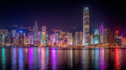 Fototapeta premium Hong Kong skyline at night (1)