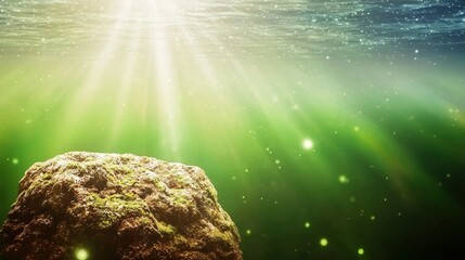 World Environment Day, Underwater Scene with Sunlight Filtering Through Water Surface and