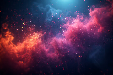 Fototapeta premium A vibrant tapestry of red and pink nebulae paints the cosmos, dotted with shimmering stars, creating a breathtaking and dreamlike celestial vista