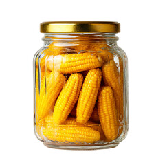 Glass jar filled with baby corn