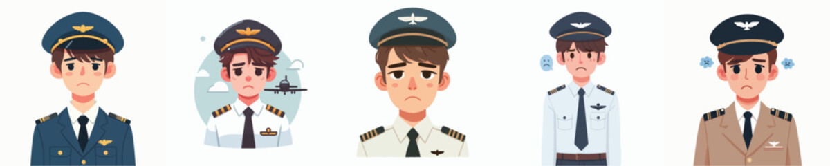 sad expression pilot character vector