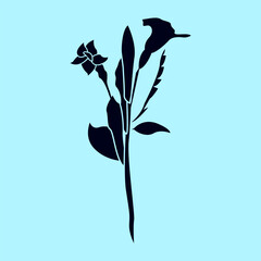 Elegant wild grass silhouette with blooming flowers and detailed leaves. Ideal for eco design, botanical themes, nature prints, and organic branding.