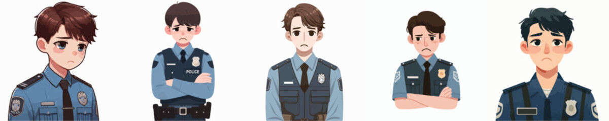 sad expression police character vector
