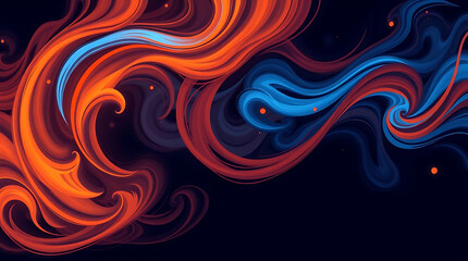 Obraz premium Abstract swirling orange and blue paint design artwork