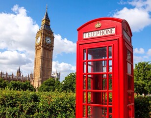 Obraz premium london red telephone box with Big Ben in the background 
