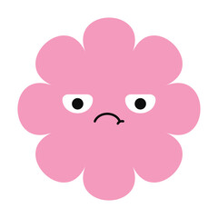Emotional flower illustration with sad face and soft hues. Stylized bloom designed with expressive simplicity.