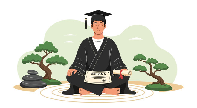 Achieving Graduation Success Through Mindfulness And Inner Peace Journey - Powered by Adobe