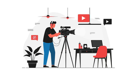 Filmmaker Working On New Video Project Producing Visual Content Creation