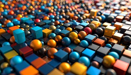 Obraz premium Colorful, geometric shapes, densely packed