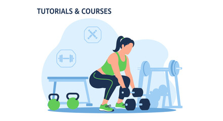 Fitness Tutorial And Courses Vector Illustration For Online Platforms