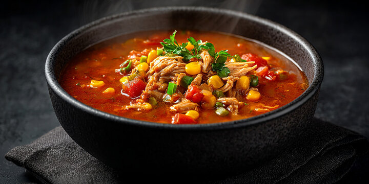 Brunswick stew on dark background