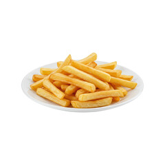 Golden Brown Crispy French Fries Served on a White Plate with a Black Background a Delicious Snack or Side Dish