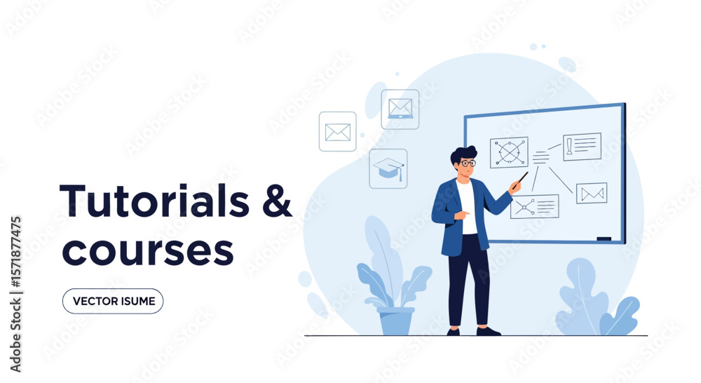 Poster engaging educational tutorials and online courses with modern design techniques for learning