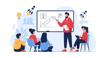 Creative Teamwork For Startup Business Explaining Strategy And Financial Success Development