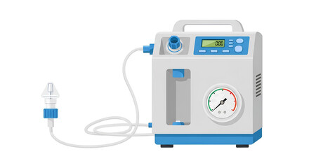 Modern nebulizer device for respiratory therapy used for breathing treatments at home is shown on a white background.