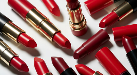 Obraz premium Radiant collection of crimson lipsticks