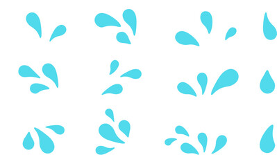 drop of water set in flat style. element for decor postcard design print sticker poster background
