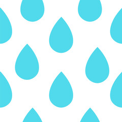 seamless pattern with drops of water in flat style. Image for background, wallpaper, banner, backdrop, decoration, wrapping, packaging, prints, textile