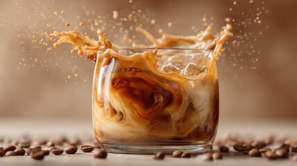 Refreshing Iced Coffee Splash: Creamy Texture and Rich Aroma