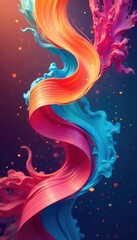 Graceful ribbons swirl and twirl in dynamic motion, creating abstract shapes against a vibrant backdrop A captivating display of artistic movement and flowing color , aesthetic, kaleidoscope