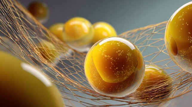 Floating chitosan net captures fat molecules in captivating abstract design