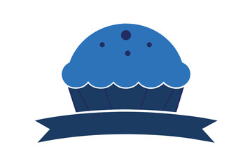 Fototapeta premium Blueberry Muffin With Banner Overlay For Text On