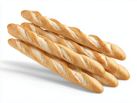 Freshly baked baguettes forming an appealing diagonal composition