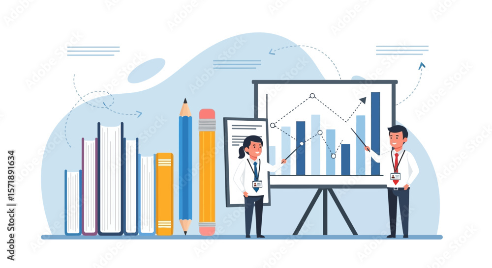 Poster effective business presentation and data analysis in educational environment