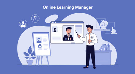 Fototapeta premium Efficient Online Learning Manager Teaching And Engaging Students Virtually