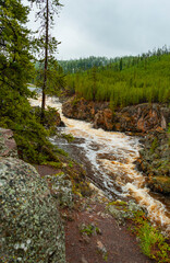 Firehole Canyon in the Yellowstone National Park, the first national park in the US,  known for its...