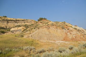 The Badlands rock formations at Theodore Roosevelt National Park, North Dakota