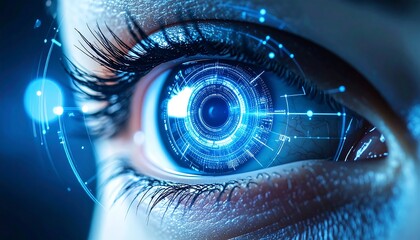 Eye with futuristic digital overlay