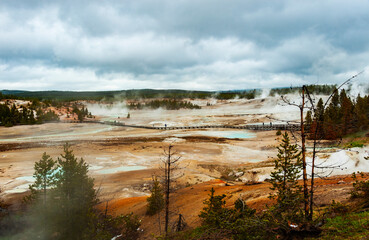 Yellowstone National Park, the first national park in the US,  known for its wildlife and its many...