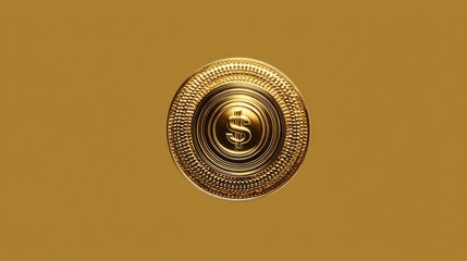 Circular gold currency icon on a solid color field 