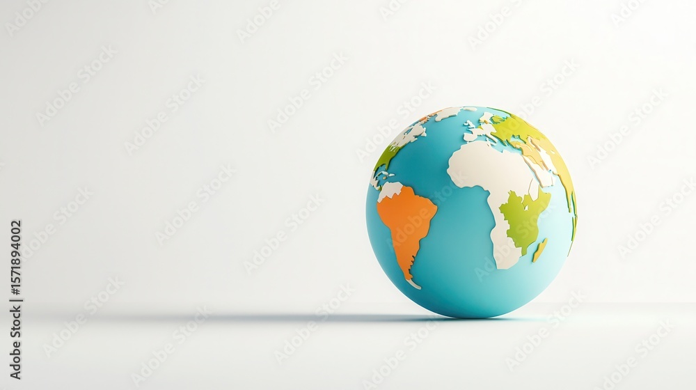 Fototapete Global earth model computer graphics digital representation minimalist style close-up view environmental awareness