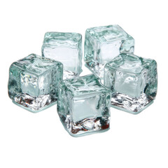 Five Ice Cubes on a Transparent Background with Studio Lighting