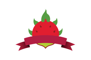 Dragonfruit With Bold Ribbon Underlay On White Background
