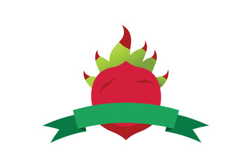 Dragonfruit With Bold Ribbon Underlay On White Background