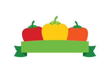 Colorful Bell Peppers With A Floating Blank Banner