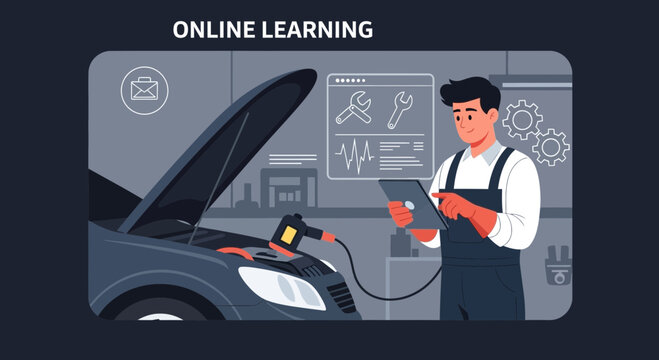Mechanic Learning Diagnostics Online Using A Tablet In A Repair Workshop