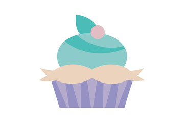 Blueberry Cupcake With Pastel Ribbon Underneath