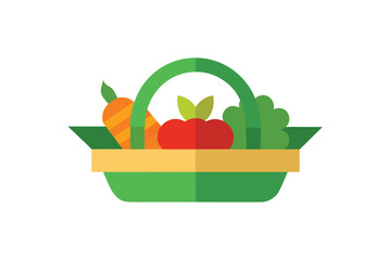 Basket Of Mixed Seasonal Vegetables With Floating Banner