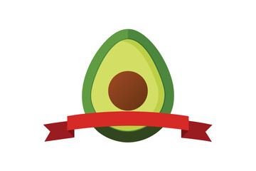 Avocado Sliced Open With Label Ribbon At The Base