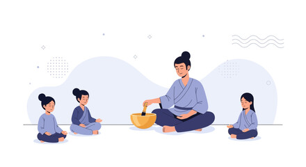 Meditation Session With Sound Bath Spiritual Practice For Mindfulness Peace