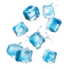 Fototapeta premium Studio Shot Of Blue Ice Cubes on Transparent Background
