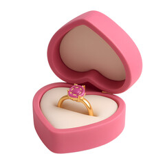 Exquisite Jewel: A radiant gold ring, graced with a singular gem, rests elegantly within a heart-shaped case, symbolizing everlasting love and devotion.